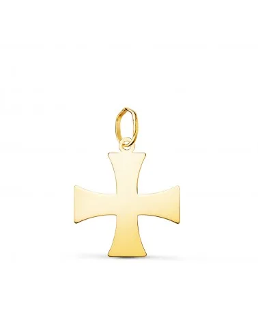 Colgante oro 18k amarillo cruz templaria silueta brillo 18x16 mm