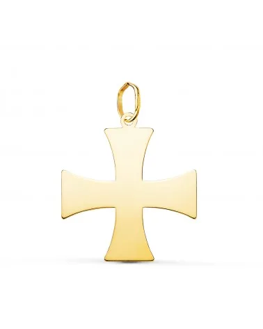 Colgante oro 18k amarillo cruz templaria silueta brillo 22x20 mm
