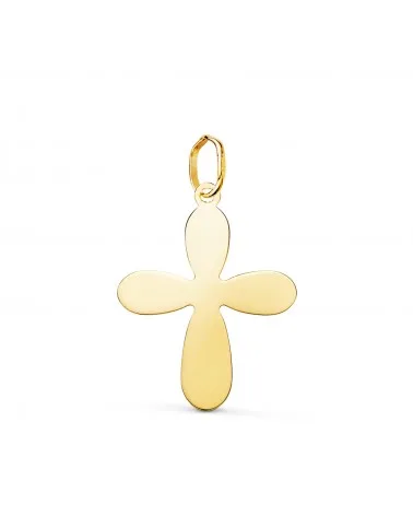 Colgante oro 18k amarillo cruz del bautismo silueta brillo