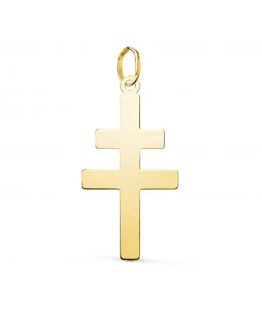 Colgante oro 18k amarillo cruz Caravaca brillo