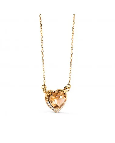 Gargantilla oro 18k amarillo corazón citrino 7 mm circonitas