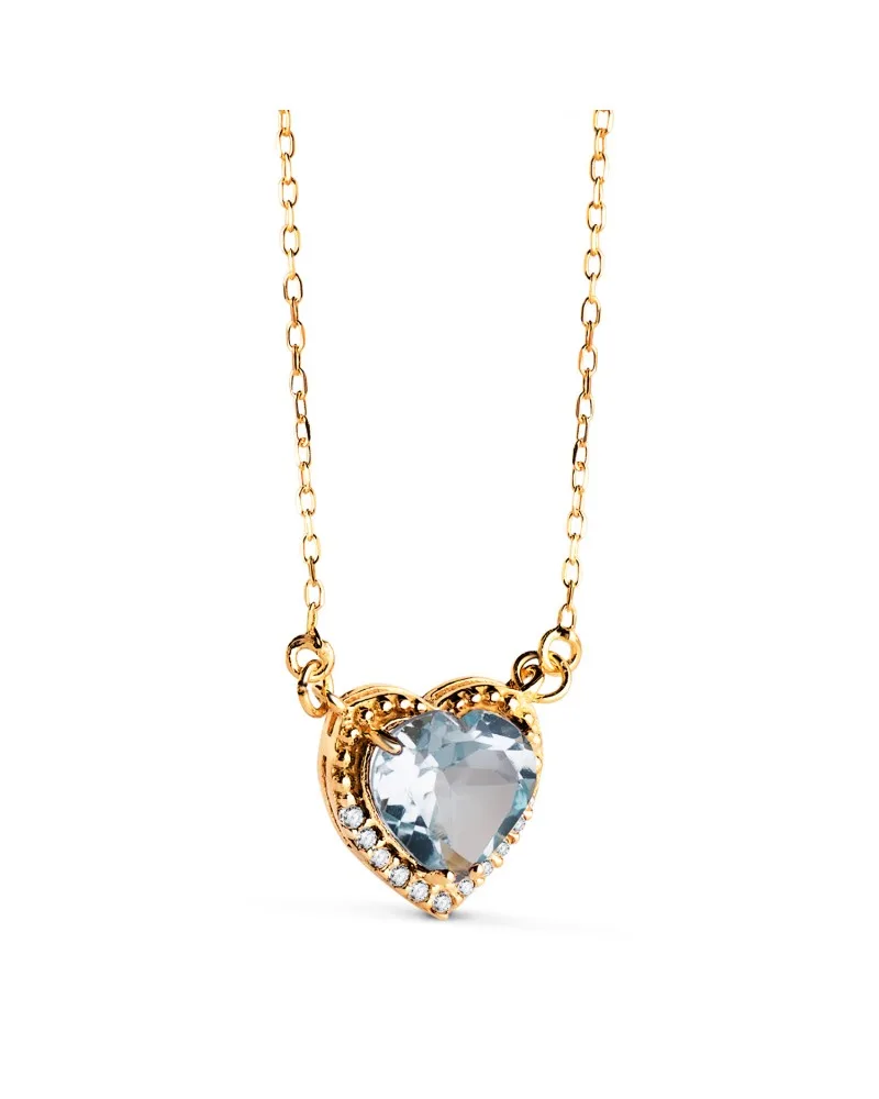 Gargantilla oro 18k amarillo corazón topacio azul 7 mm