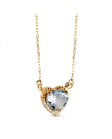 Gargantilla oro 18k amarillo corazón topacio azul 7 mm
