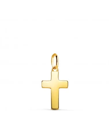 Colgante oro 18k amarillo cruz hueca brillo