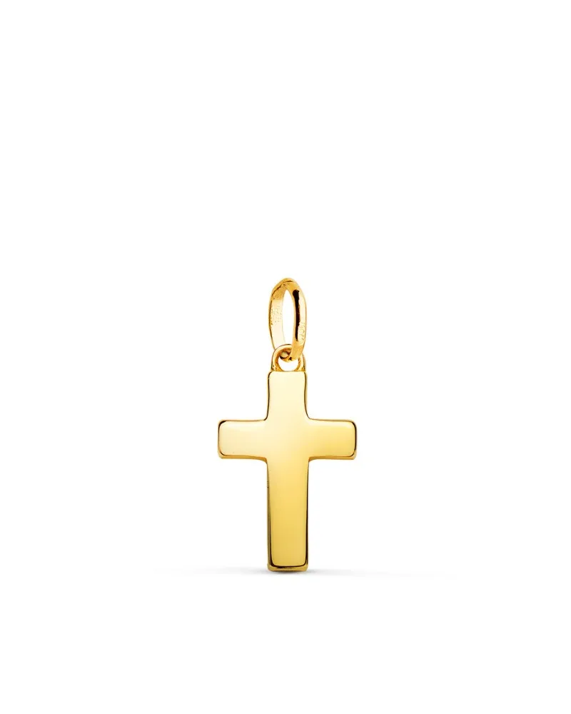 Colgante oro 18k amarillo cruz hueca brillo