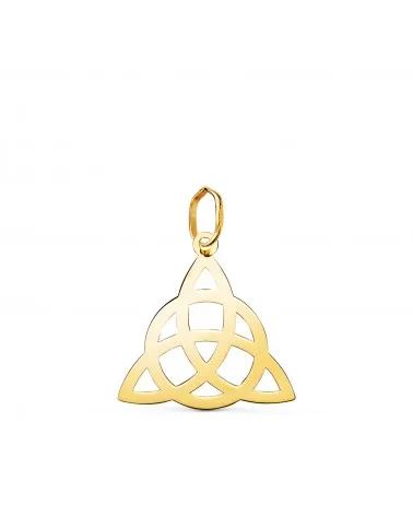 Colgante oro 18k amarillo símbolo de la Trinidad brillo