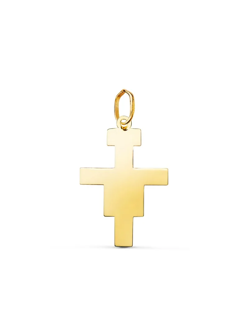 Colgante oro 18k amarillo cruz de San damian brillo