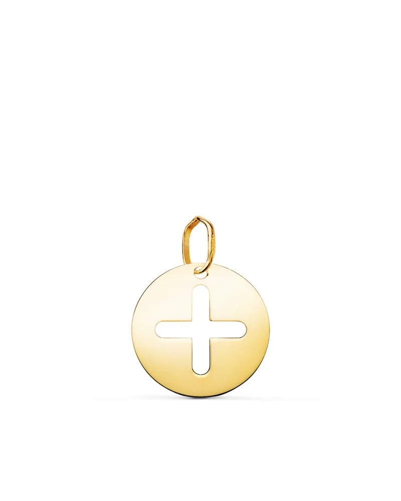 Colgante oro 18k cruz de la vida eterna brillo