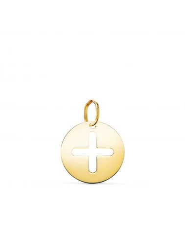 Colgante oro 18k cruz de la vida eterna brillo