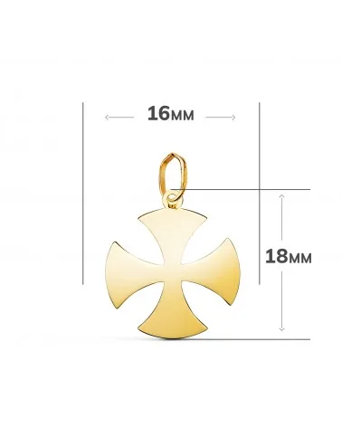 Colgante oro 18k amarillo cruz brillo 18x16 mm