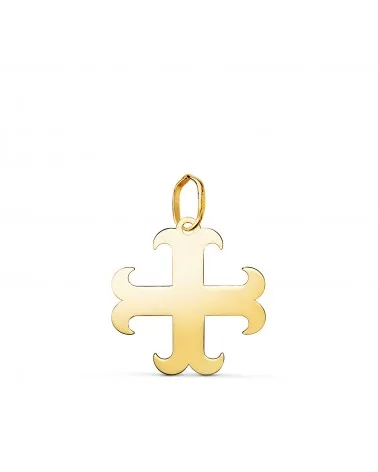 Colgante oro 18k amarillo cruz anclada brillo 17x16 mm