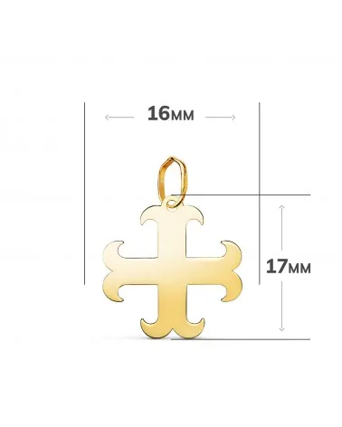 Colgante oro 18k amarillo cruz anclada brillo 17x16 mm