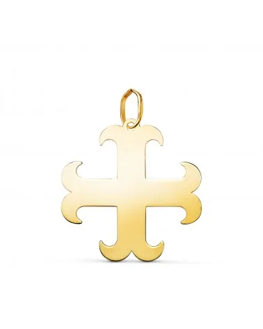 Colgante oro 18k amarillo cruz anclada brillo 21x20 mm