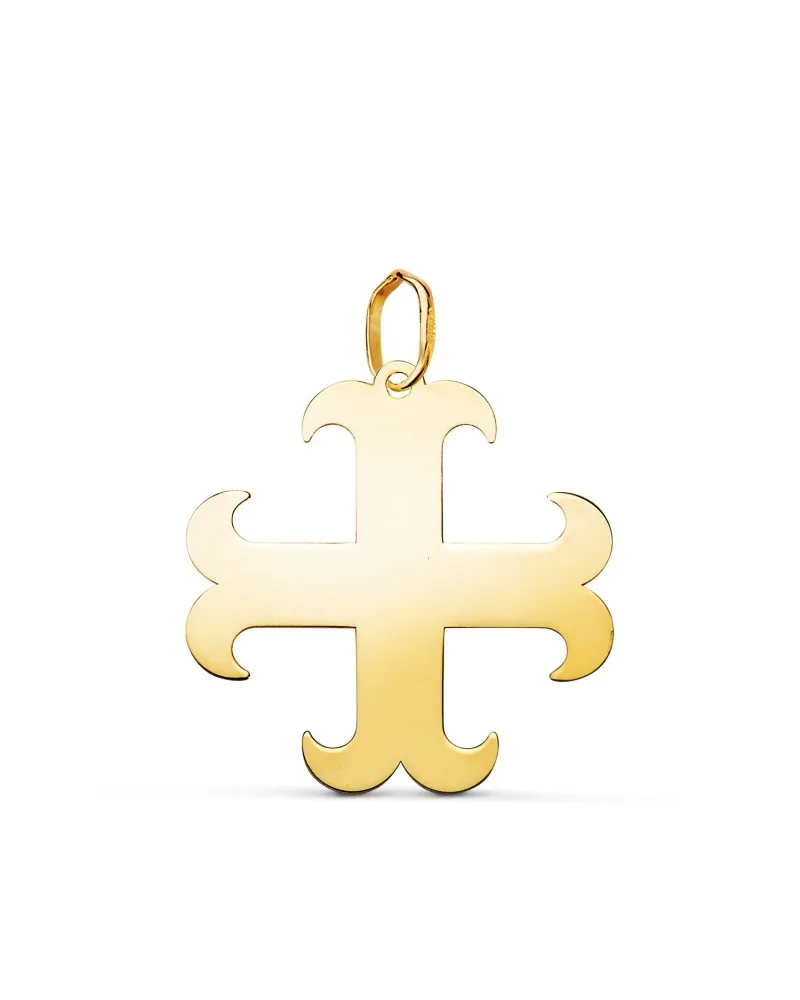 Colgante oro 18k amarillo cruz anclada brillo 21x20 mm