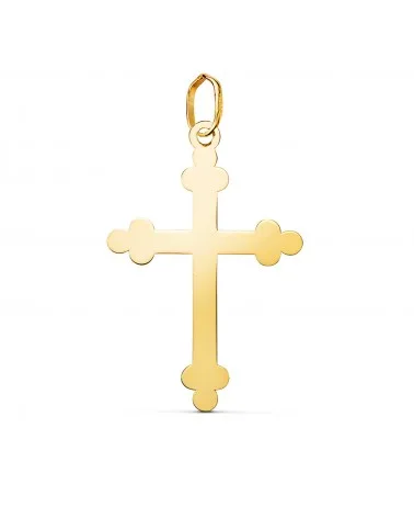 Colgante oro 18k amarillo cruz de la Trinidad brillo