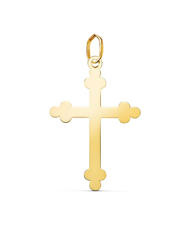 Colgante oro 18k amarillo cruz de la Trinidad brillo