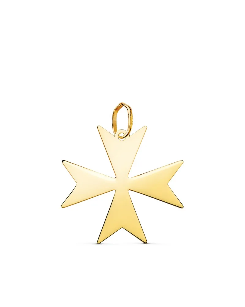 Colgante oro 18k amarillo cruz de Malta brillo
