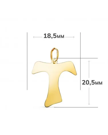 Colgante oro 18k amarillo cruz tau de San Francisco brillo