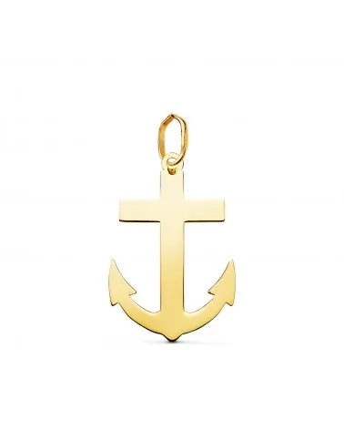 Colgante oro 18k amarillo cruz marinera brillo