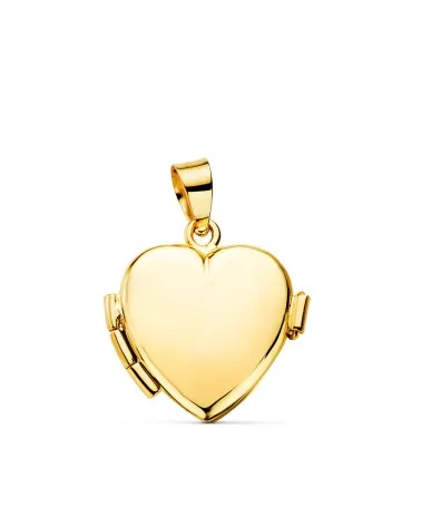 Guardapelo oro 18k amarillo dije portafotos corazón liso