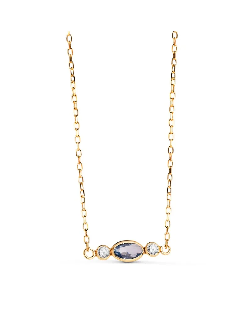 Gargantilla oro 18k amarillo circonita aguamarina ocal