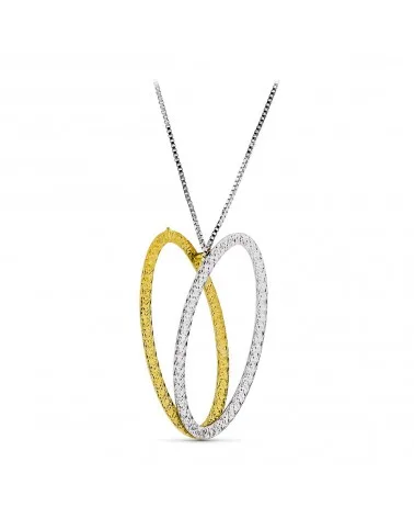 Gargantilla oro 18k bicolor doble óvalo 20x9 mm
