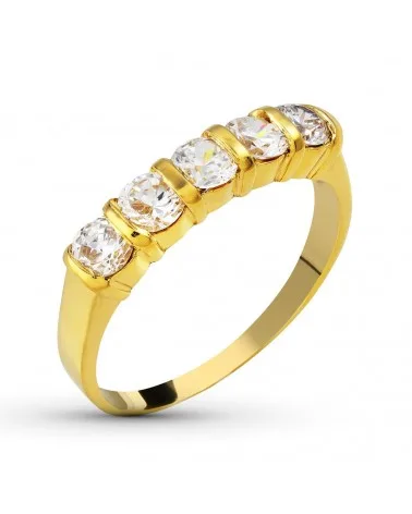 Sortija oro 18k amarillo quintillo macizo circonita 4 mm