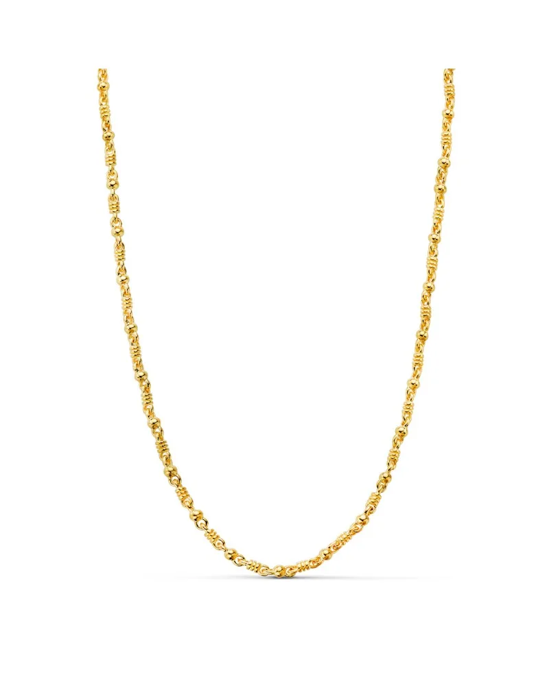 Cadena oro 18k amarillo maciza bola y detalle brillo