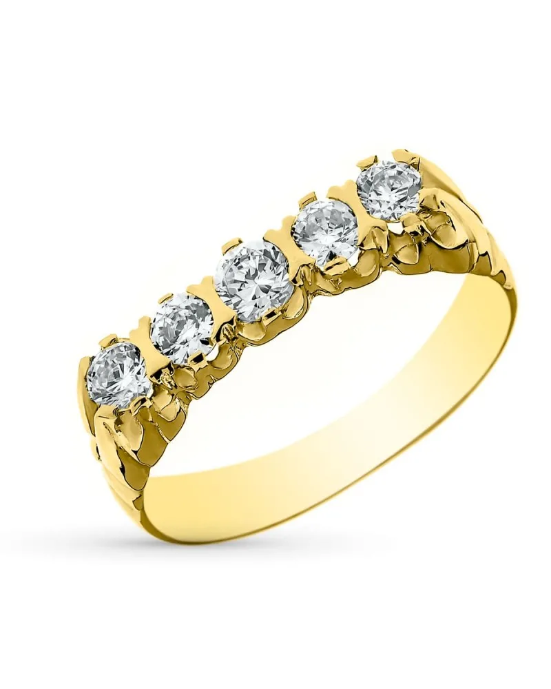 Sortija oro 18k amarillo quintillo caballero circonita 4 mm