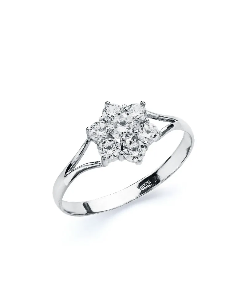 Sortija oro 18k blanco cuajo con circonitas 8 mm