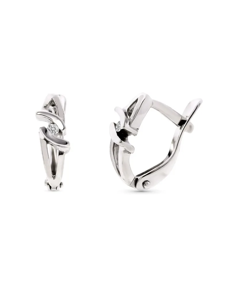 Pendientes oro 18k blanco Niña con diamantes naturales