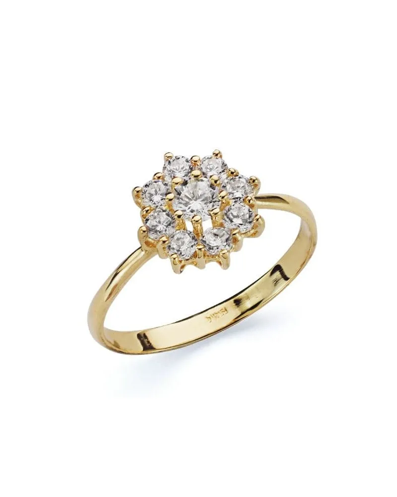 Sortija oro 18k amarillo cuajo piña con circonitas 10 mm