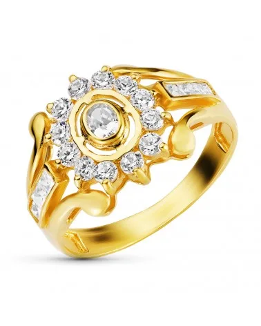 Sortija oro 18k amarillo cuajo con circonitas