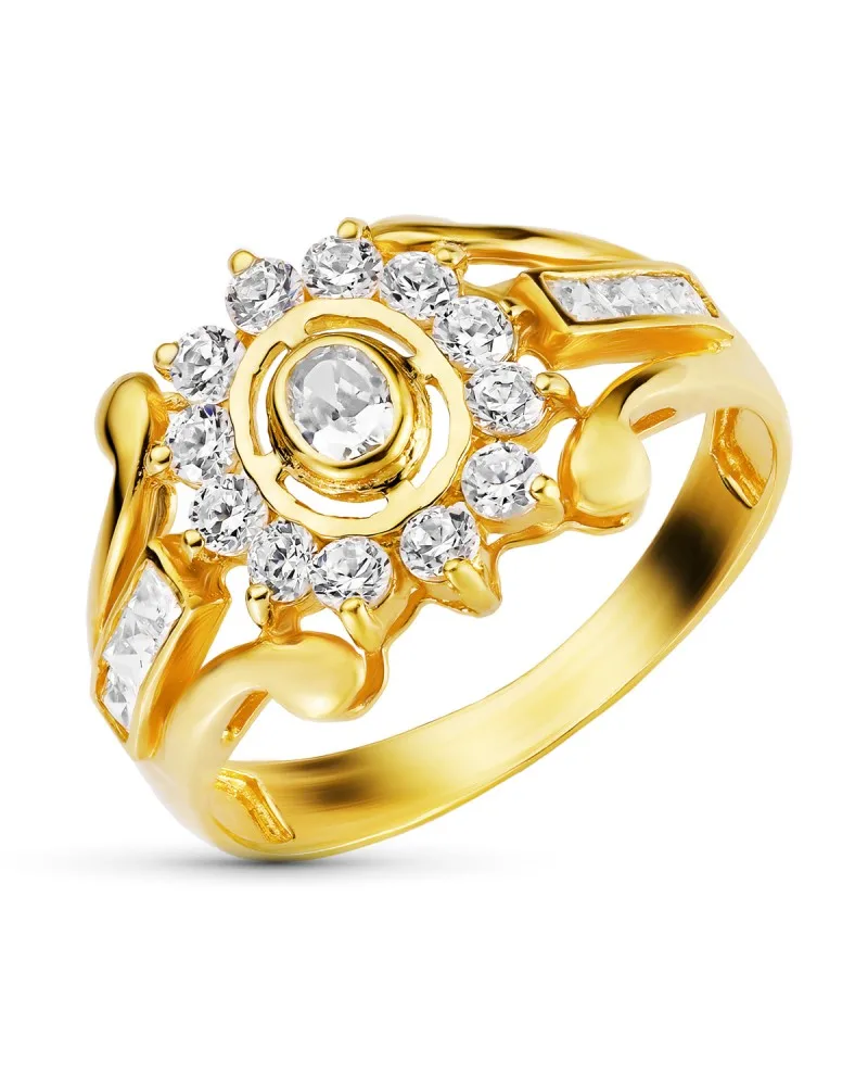 Sortija oro 18k amarillo cuajo con circonitas