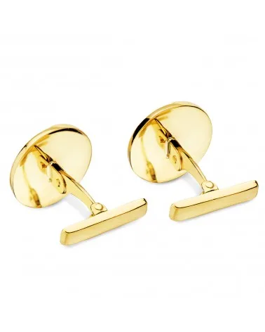 Gemelos oro 18k amarillo redondos con onix 15 mm