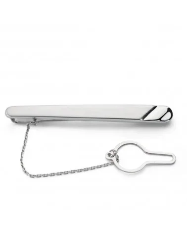 Pisacorbata oro 18k blanco clip matizado con gallon brillo