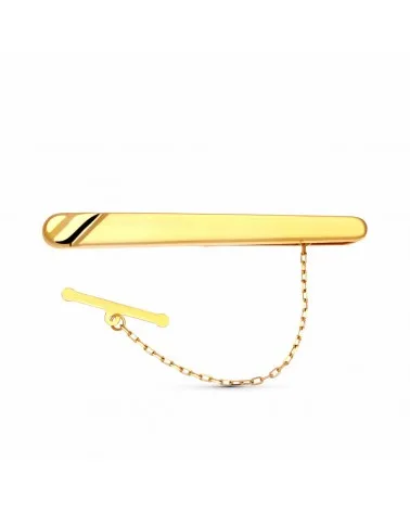 Pisacorbata oro 18k amarillo clip matizado con gallon brillo
