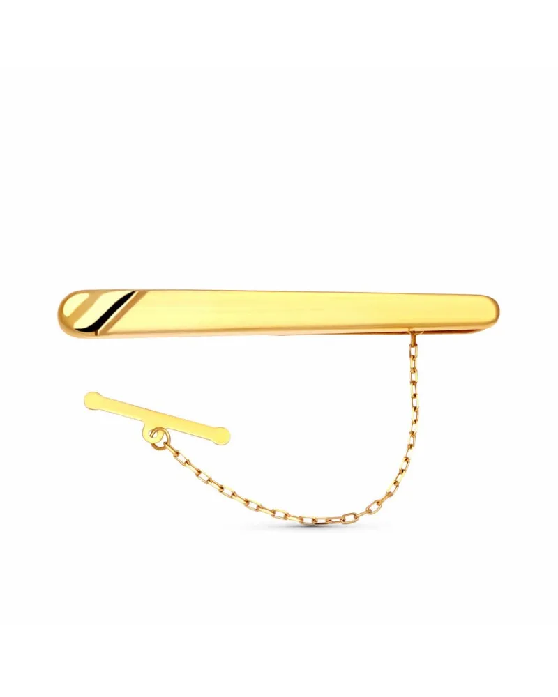 Pisacorbata oro 18k amarillo clip matizado con gallon brillo