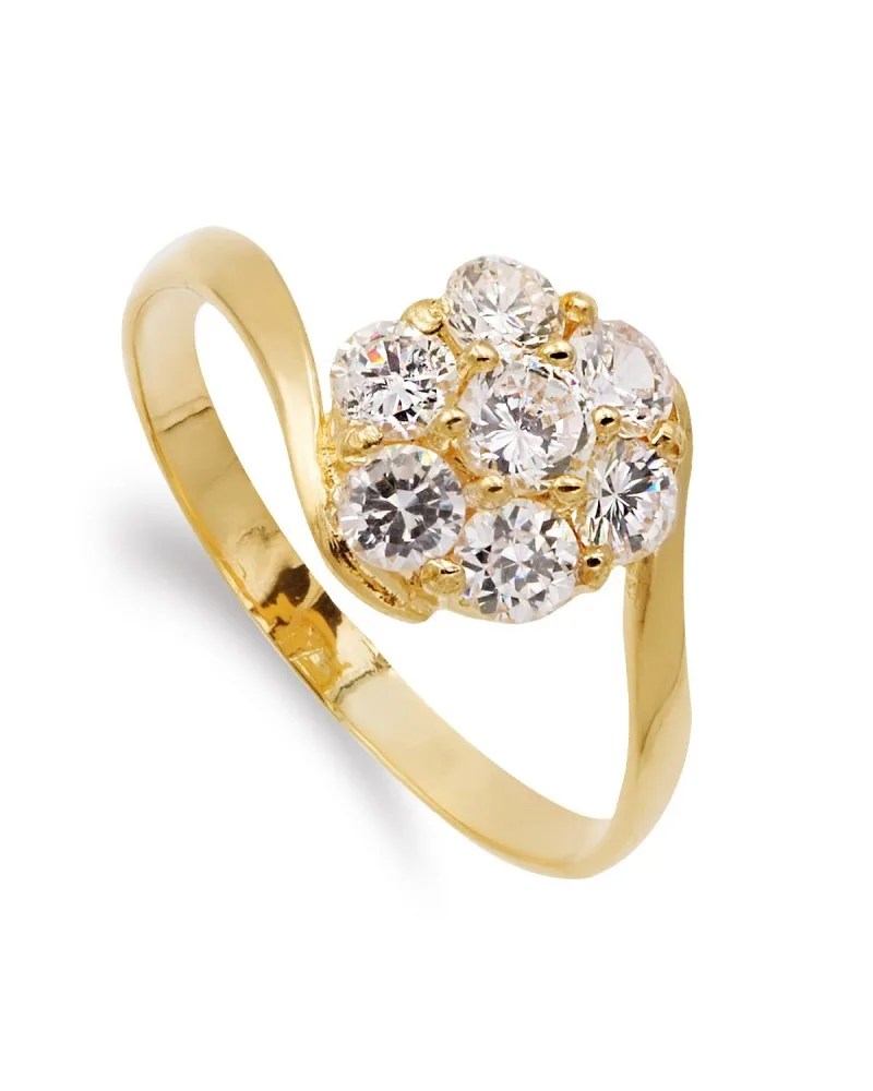 Sortija oro 18k amarillo cruzada con cuajo de circonitas