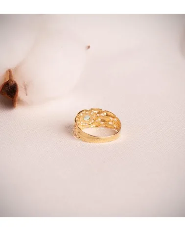 Sortija oro 18k amarillo panter con circonitas y esmeralda