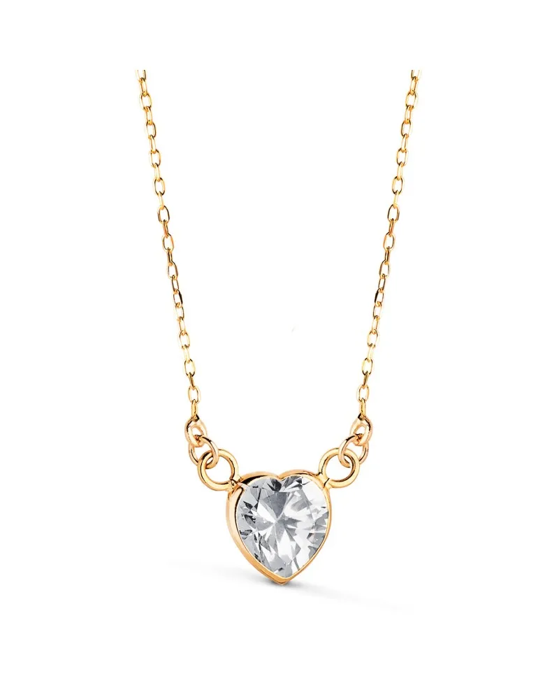 Gargantilla oro 18k amarillo corazón circonita bocel 7x7 mm