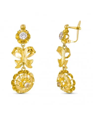 Pendientes oro 18k amarillo cubana lazo 37x14 mm
