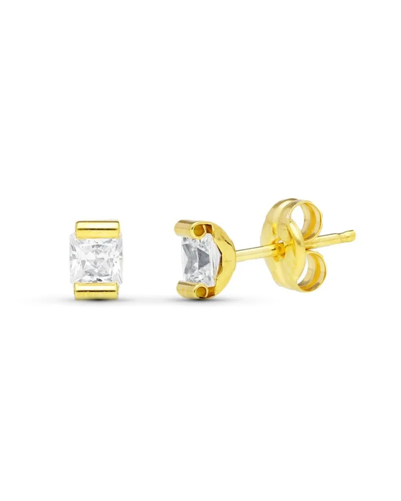 Pendientes oro 9k amarillo garra curva piedra 4x3 mm
