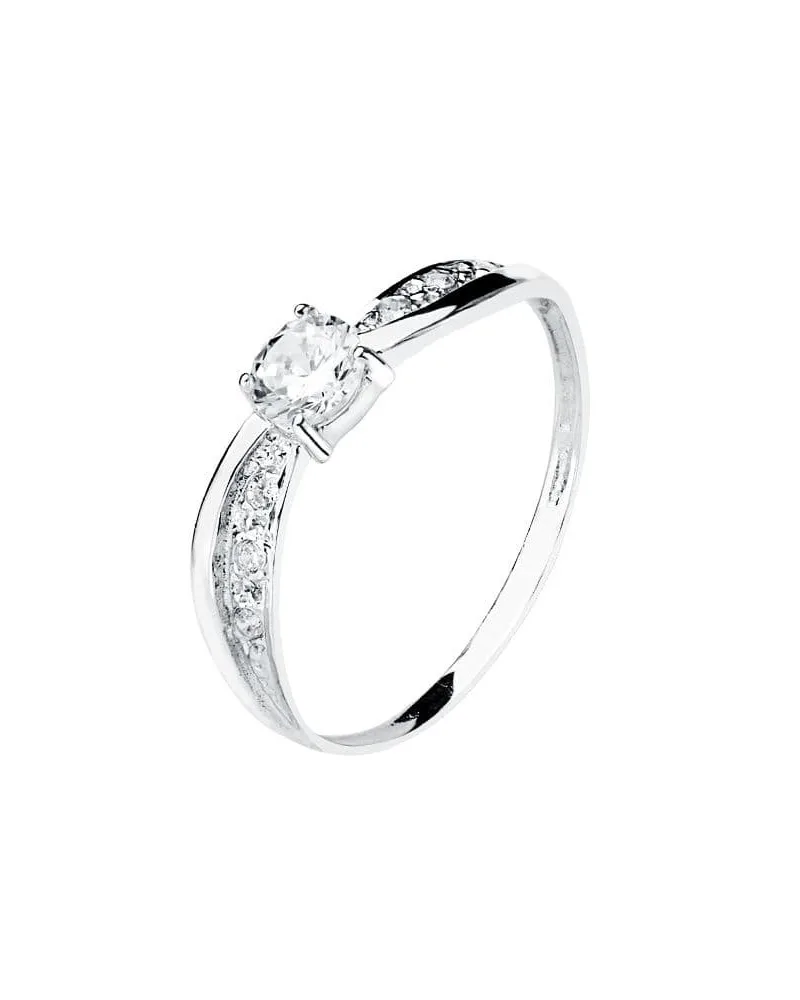 Solitario oro 9k blanco señora con circonita de 4 mm