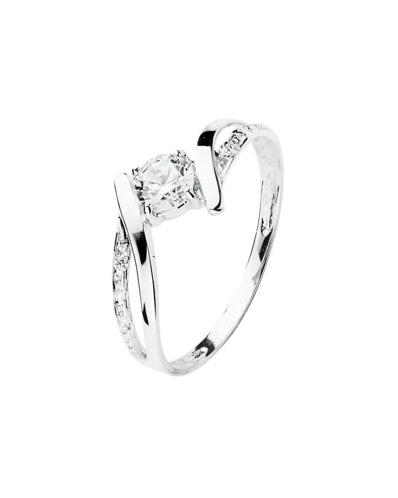 Sortija oro 9k blanco solitario circonita 4,5 mm