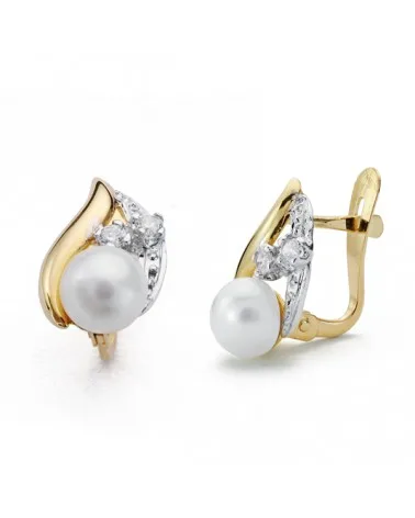 Pendientes oro 9k bicolor 11x7 mm