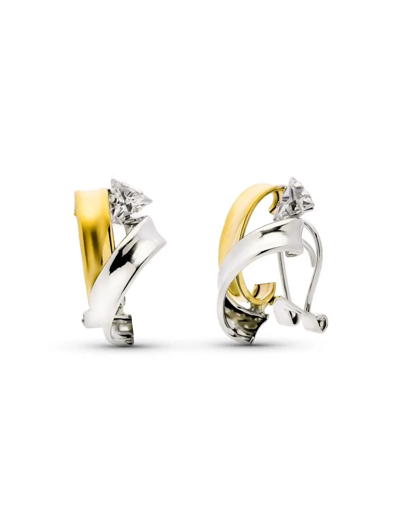 Pendientes oro 9k bicolor blanco y amarillo o blanco y rosa