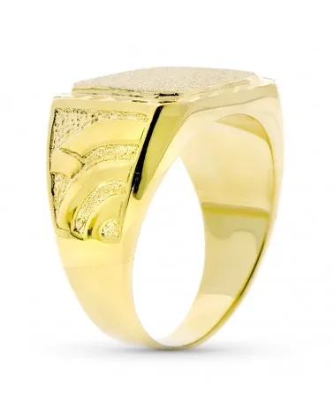 Sello oro 9k amarillo caballero macizo tallado