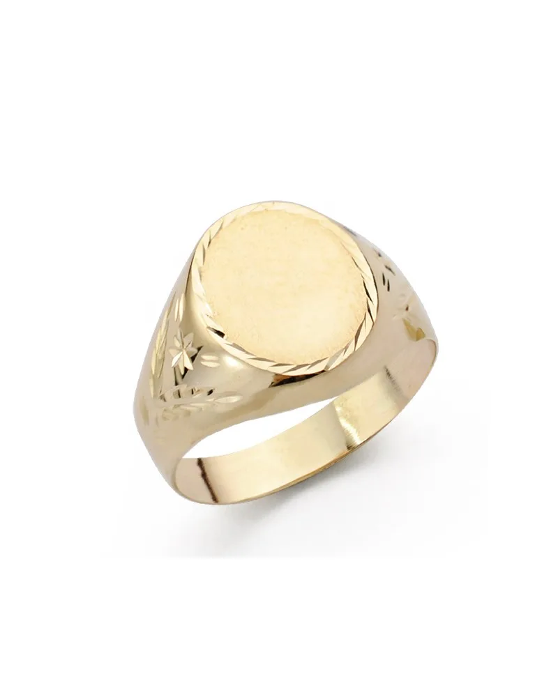 Sello oro 9k amarillo hueco oval lateral tallado