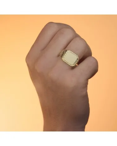 Sello oro 9k amarillo caballero forrado rectangular